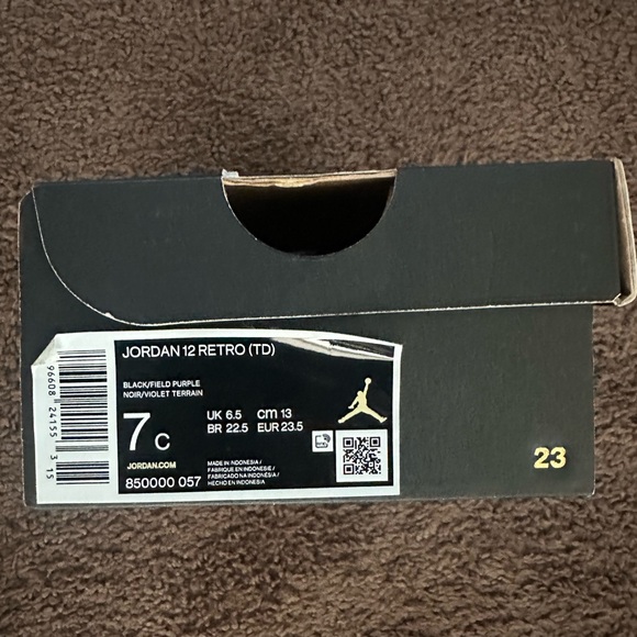 Jordan Other - Jordan 12 Retro TD in Black and Purple Worn Once